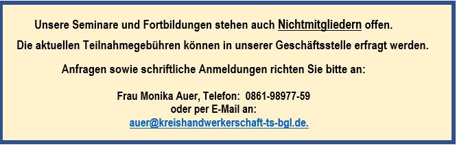 Sie haben Fragen zu einer Veranstaltung oder zu den Kosten ? Klicken Sie auf das Bild und schreiben eine Mail an Frau Auer! Oder rufen Sie an!